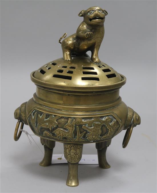 A Chinese bronze censer and cover, early 20th century